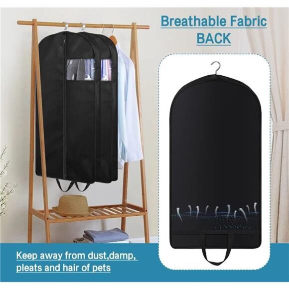 Suit Garment Bags 3 Pack Hanging Closet Travel Coat Jacket Shirt Storage Covers - Picture 6 of 7